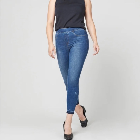 SPANX Pants - SPANX  Womens Distressed Skinny Denim Legging Sz Medium Blue Medium Wash 20203R